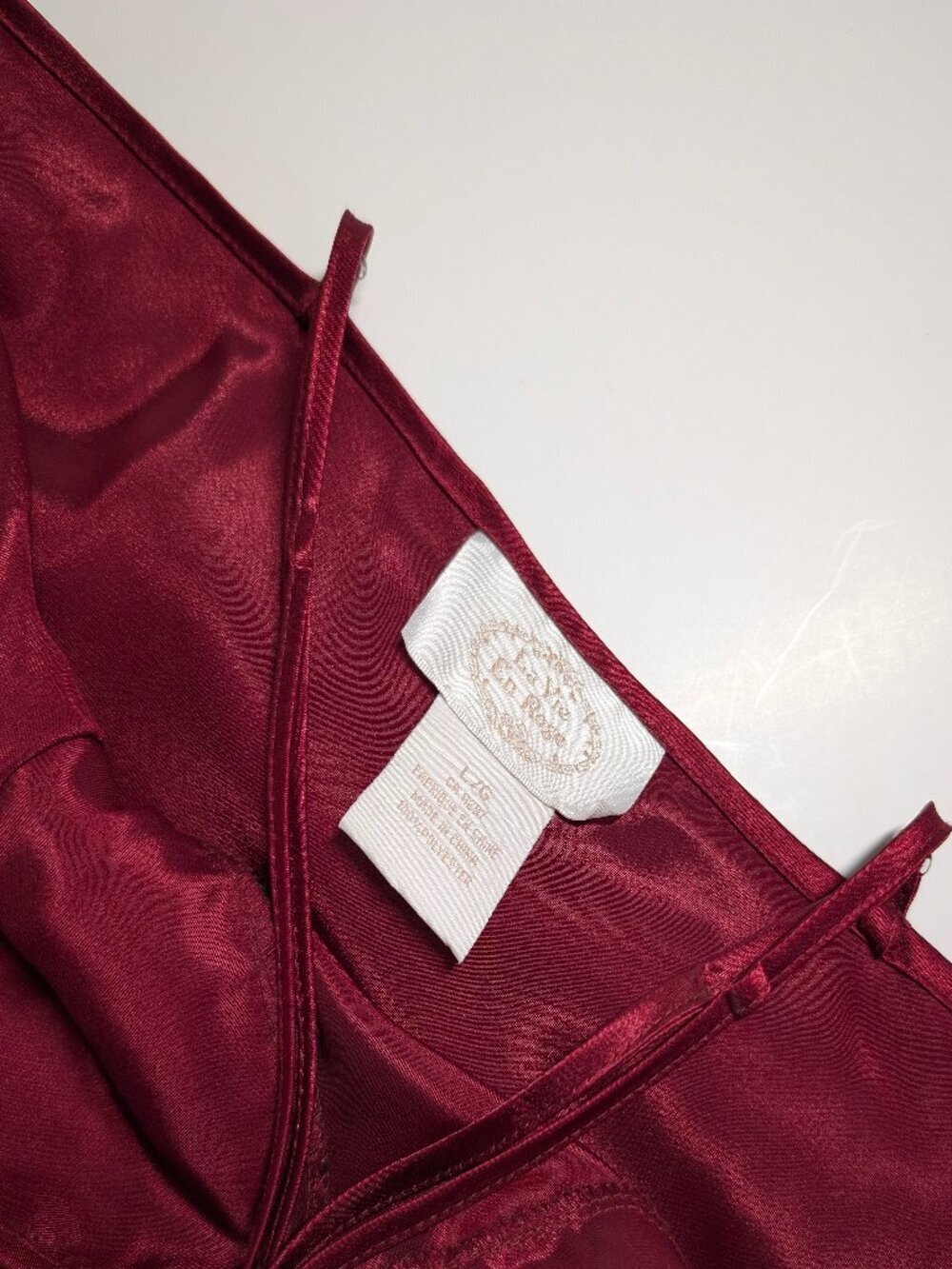 90s La Vie En Rose Iridescent Maxi Slip Dress Size Large Red Burgundy (j) - Picture 6 of 8